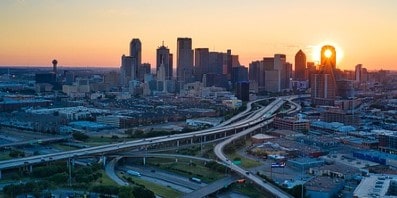 Sunset in Dallas city